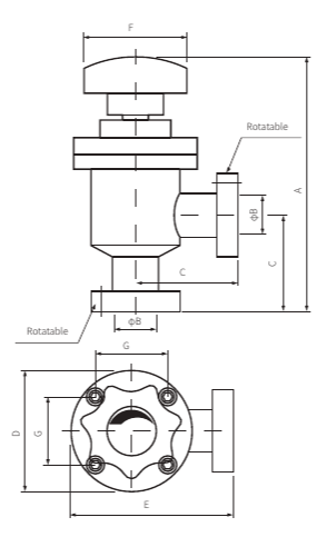 Клапан CF25 ручной угловой(нерж. сталь, сильф. упл.)   