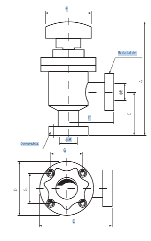 Клапан CF16 пневматический угловой (нерж.сталь, сильф. упл.)